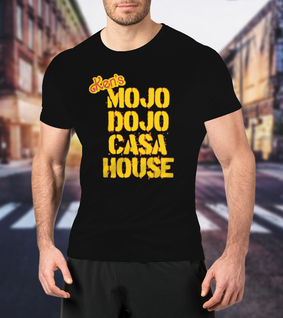 Ken's Mojo Dojo Casa House Yellow Grunge Text T-Shirt