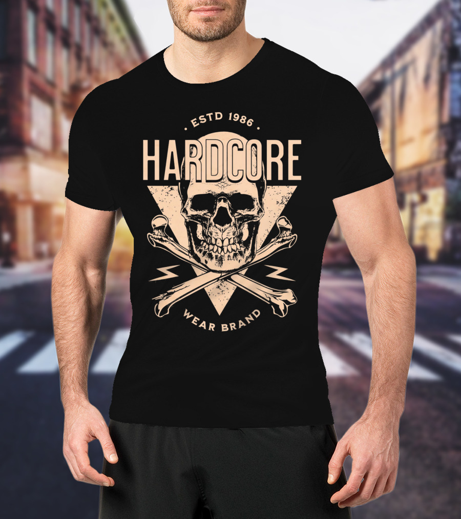 HARDCORE Skull ESTD 1986 Wear Brand T-Shirt