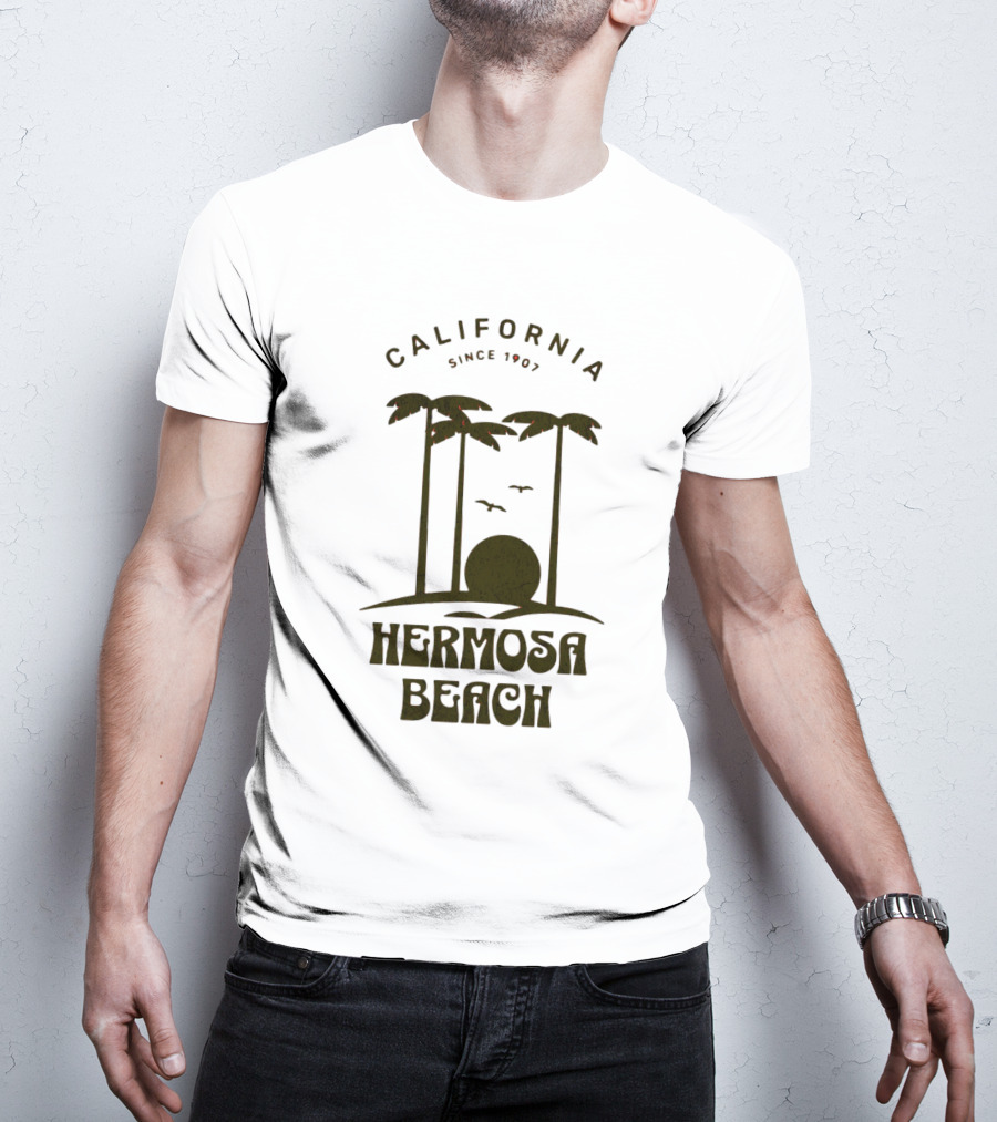 Hermosa Beach California Since 1907 Palm Trees Sunset T-Shirt