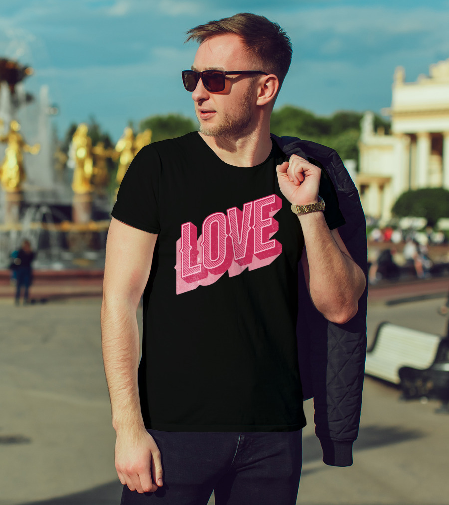 Retro Love Lettering Typography Valentines Day T-Shirt