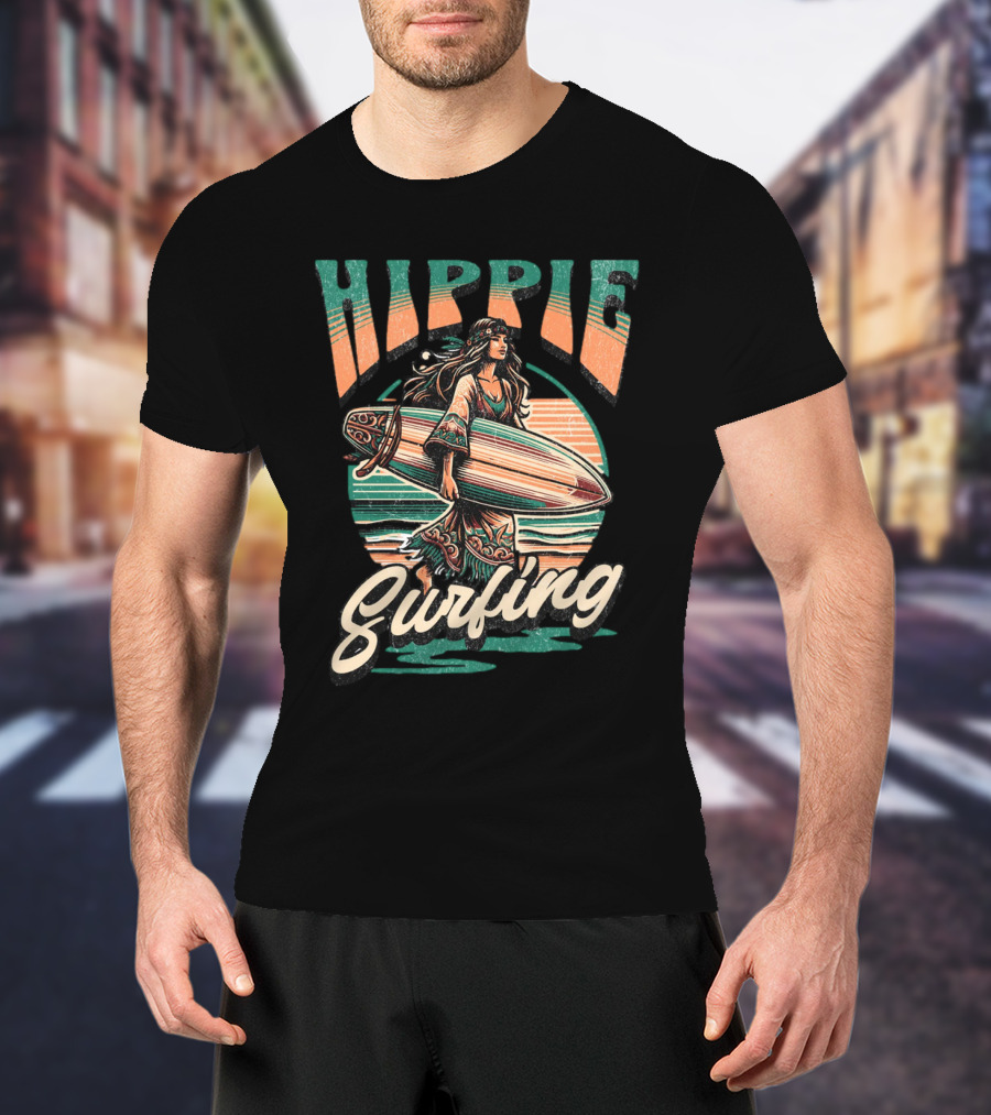 Hippie Surfing Retro Wave Sunset Vibes T-Shirt
