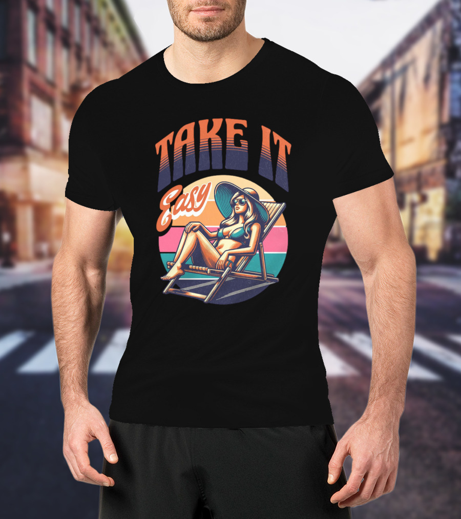 Take It Easy Summer Beach Retro Sunbathing Vibes T-Shirt