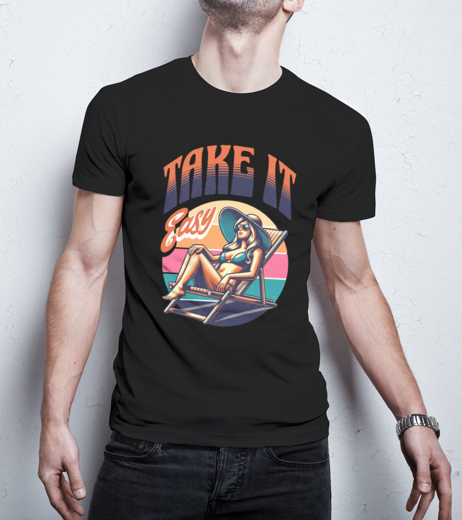 Take It Easy Summer Beach Retro Sunbathing Vibes T-Shirt