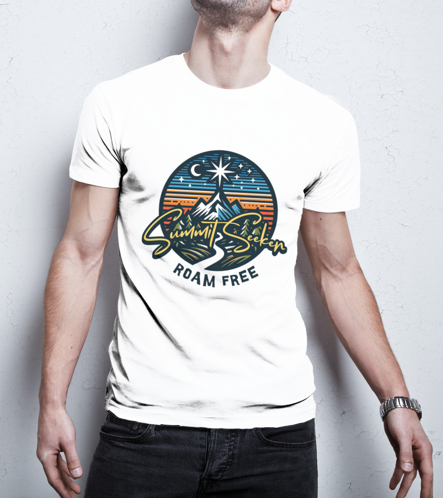 Summit Seeker Roam Free Mountain Adventure Night Sky T-Shirt