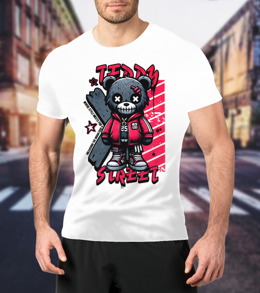 Teddy Street 85 Haunted Teddy Bea With Grunge Style Elements T-Shirt