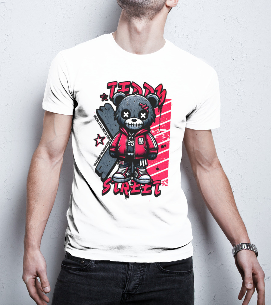 Teddy Street 85 Haunted Teddy Bea With Grunge Style Elements T-Shirt