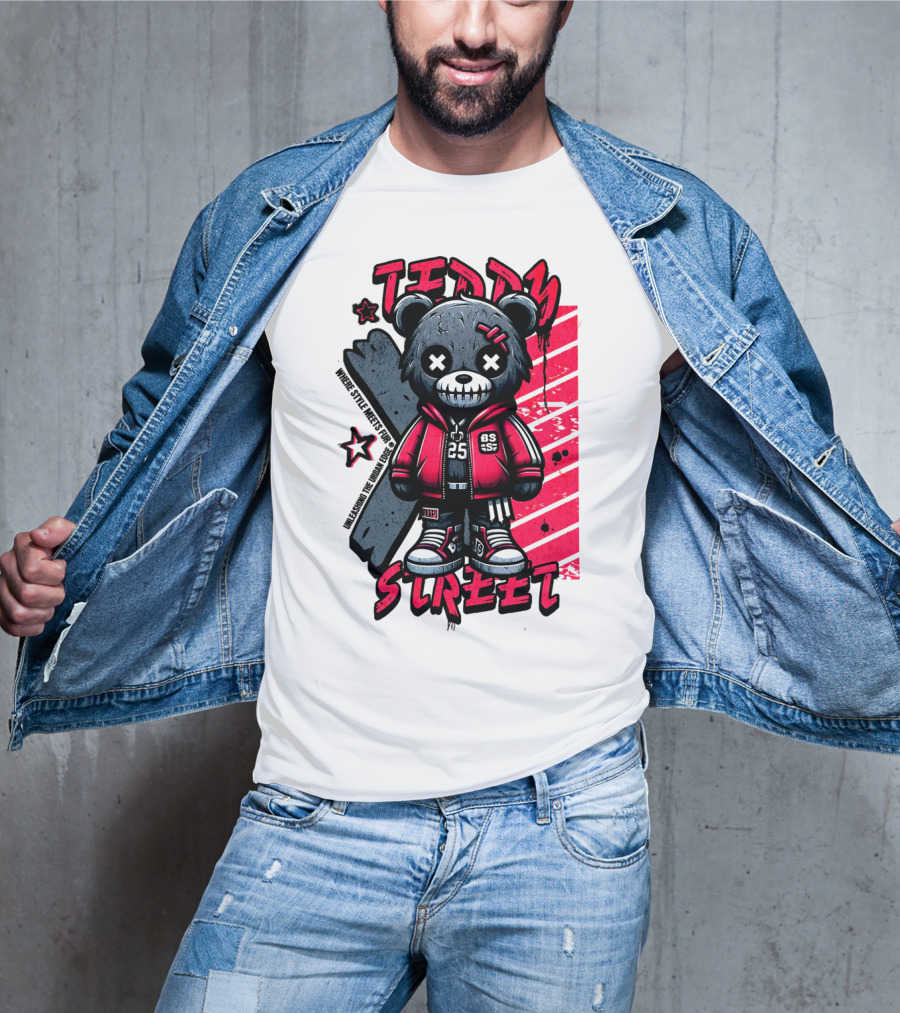 Teddy Street 85 Haunted Teddy Bea With Grunge Style Elements T-Shirt