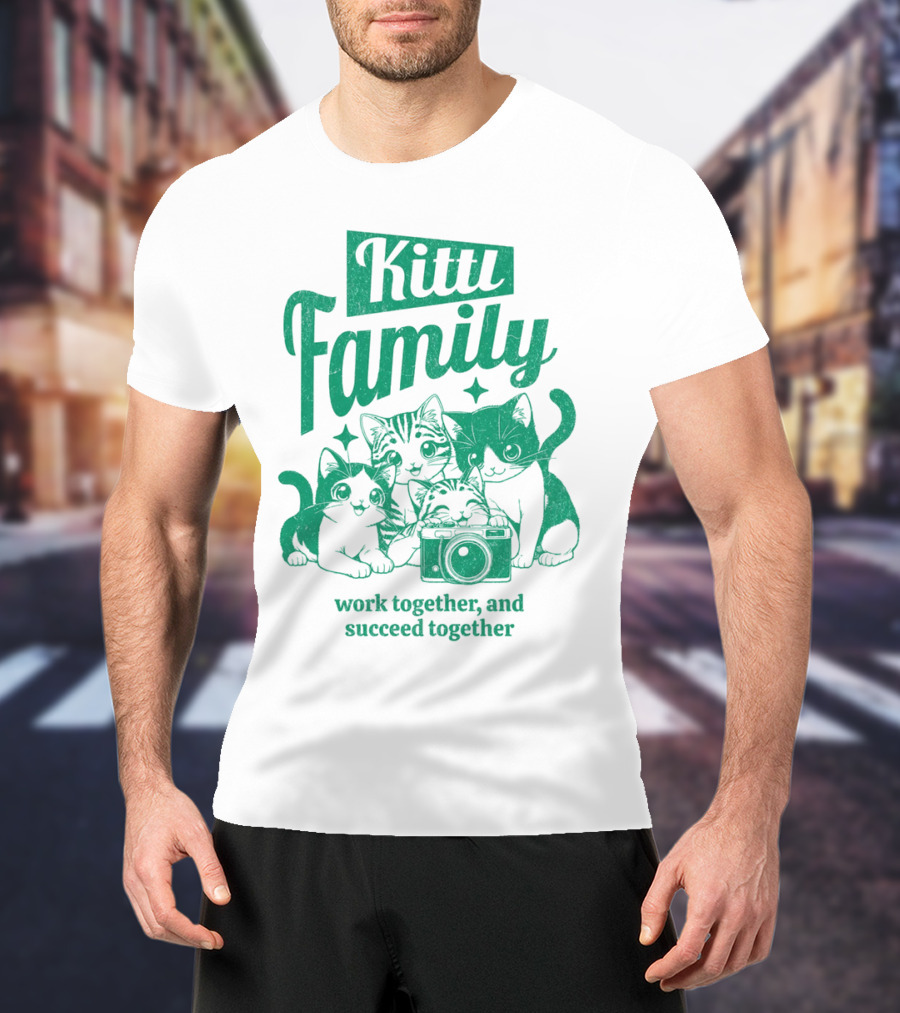 Kittl Family Work Together And Succeed Together Cats With Camera T-Shirt