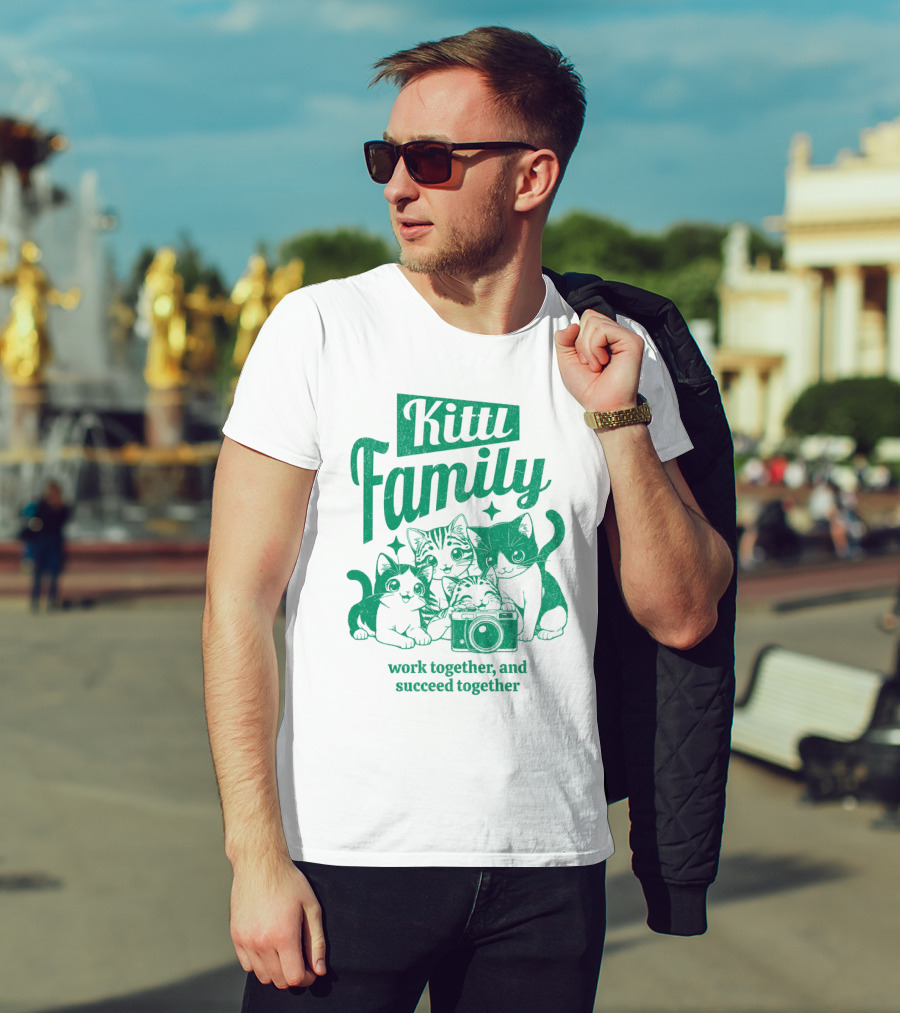 Kittl Family Work Together And Succeed Together Cats With Camera T-Shirt