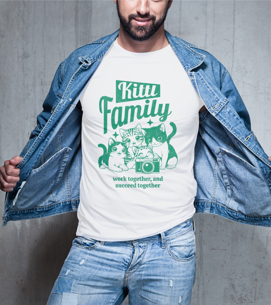 Kittl Family Work Together And Succeed Together Cats With Camera T-Shirt