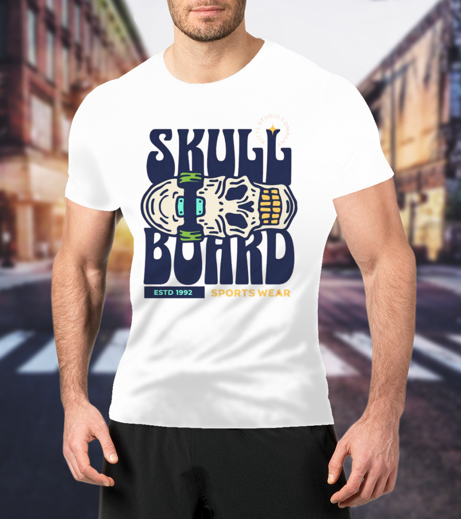 SKULL BOARD ESTD 1992 SPORTS WEAR KTTTL STUDIO COMPANY T-Shirt