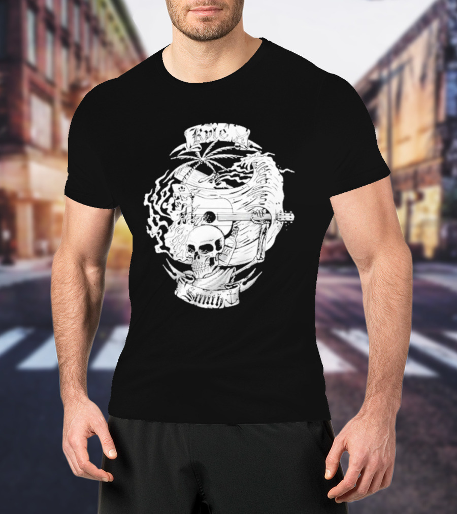 Kyle Smith Skull With Palm And Guitar Waves T-Shirt