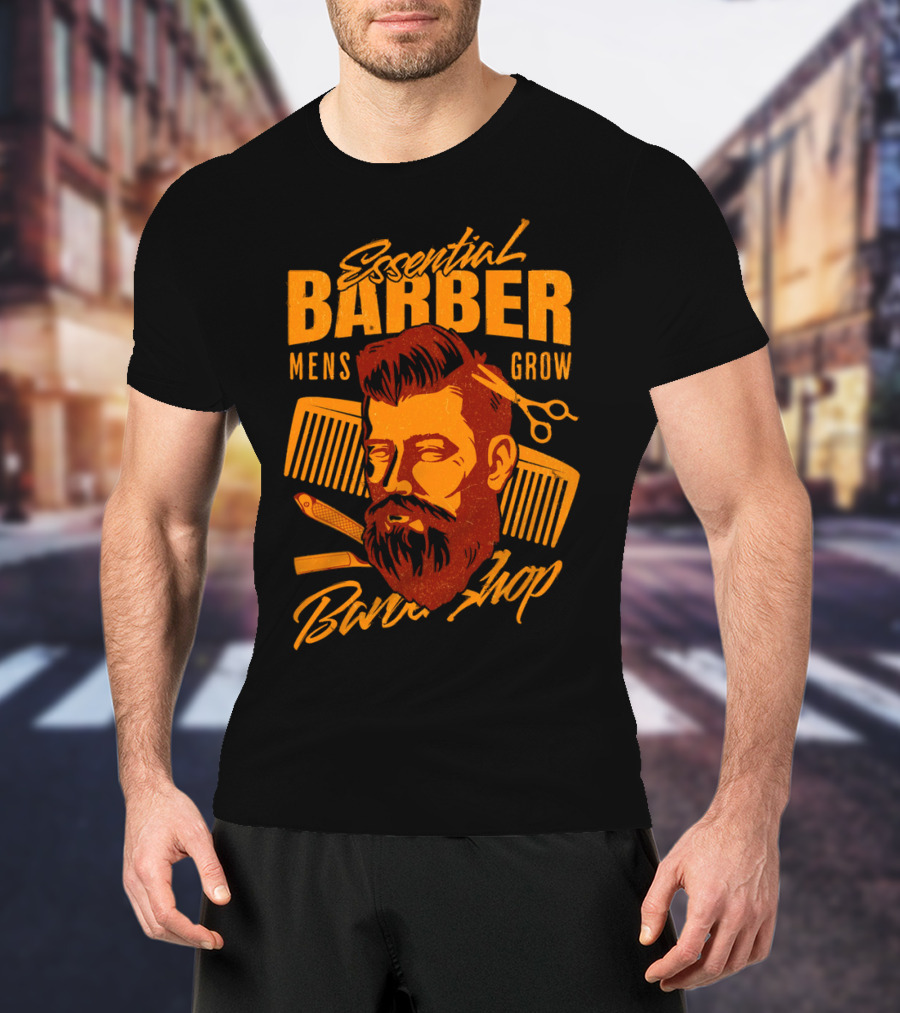 Essential Barber Mens Grow Barber Shop T-Shirt