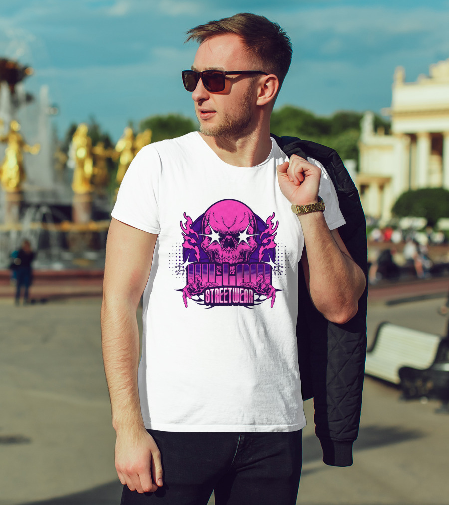 Villain Streetwear Skull Flames Urban Gothic Aesthetic T-Shirt