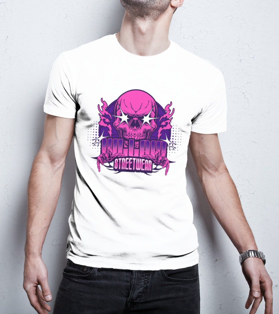 Villain Streetwear Skull Flames Urban Gothic Aesthetic T-Shirt