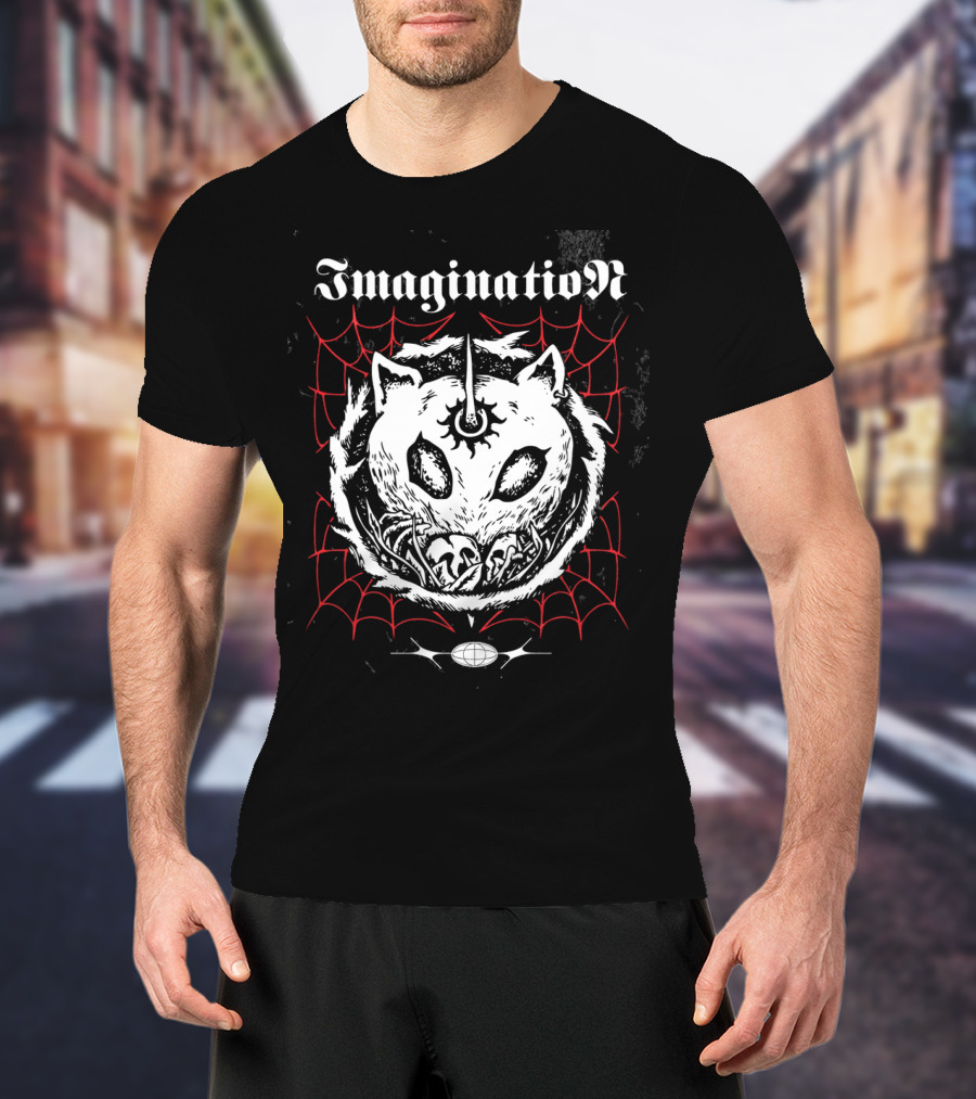 Imagination Fantasy Beast With Unicorn Horn And Spider Webs T-Shirt