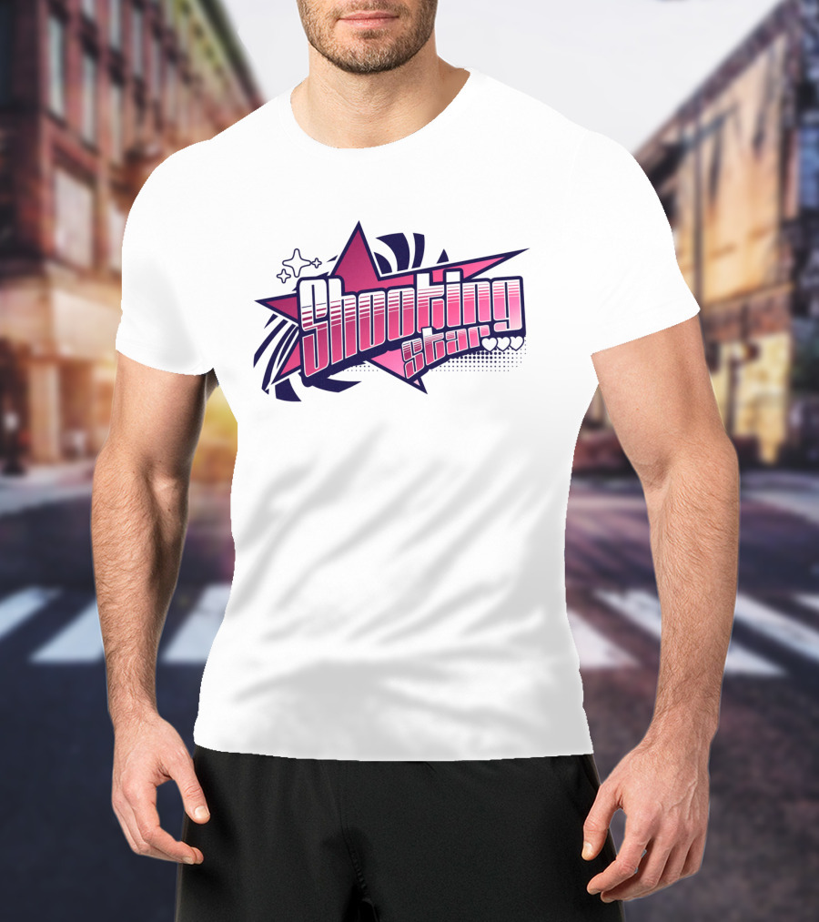 Shooting Star Pink Purple Stylized Text With Starburst Graphics T-Shirt