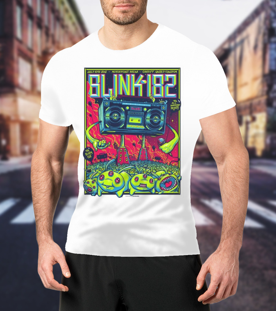 Blink-182 July 10th 2012 Motorpoint Arena Cardiff United Kingdom Boombox Alien Creature T-Shirt