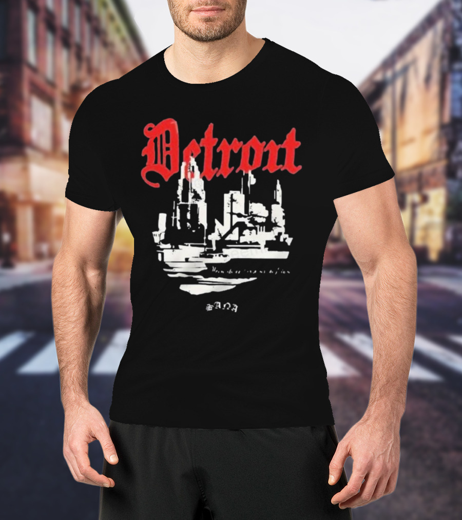 Distressed 3D Detroit Gothic Skyline T-Shirt