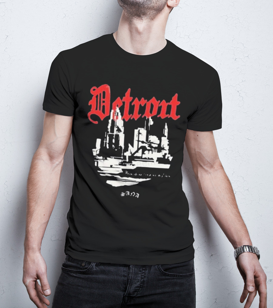 Distressed 3D Detroit Gothic Skyline T-Shirt