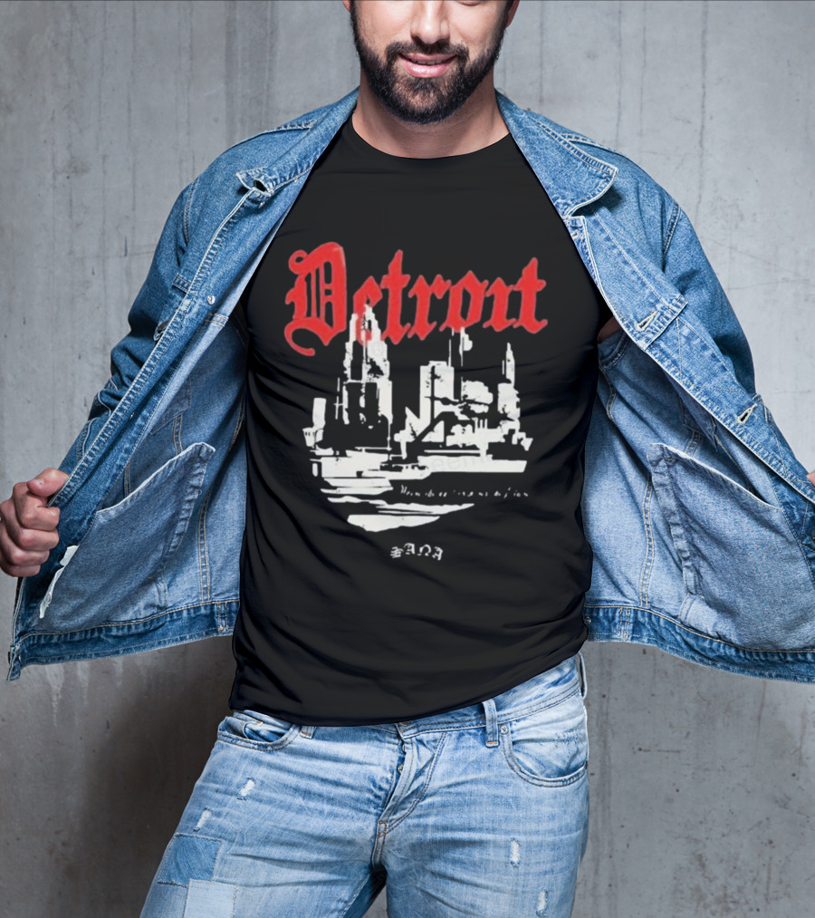Distressed 3D Detroit Gothic Skyline T-Shirt