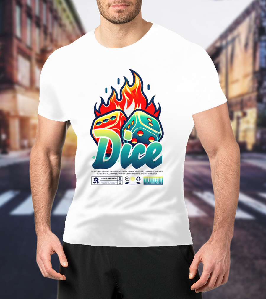 Dice Rolling Flames Exploding The Game Of Chance T-Shirt