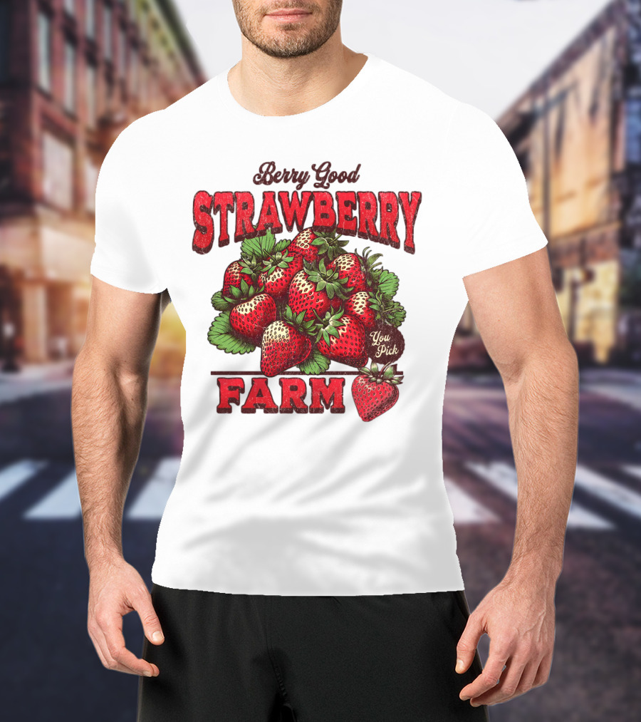 Berry Good Strawberry Farm You Pick Produce Vintage T-Shirt