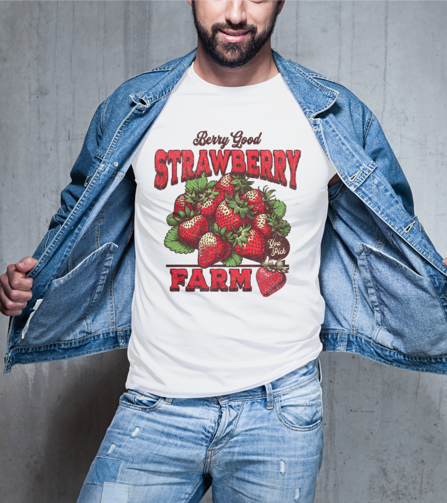 Berry Good Strawberry Farm You Pick Produce Vintage T-Shirt