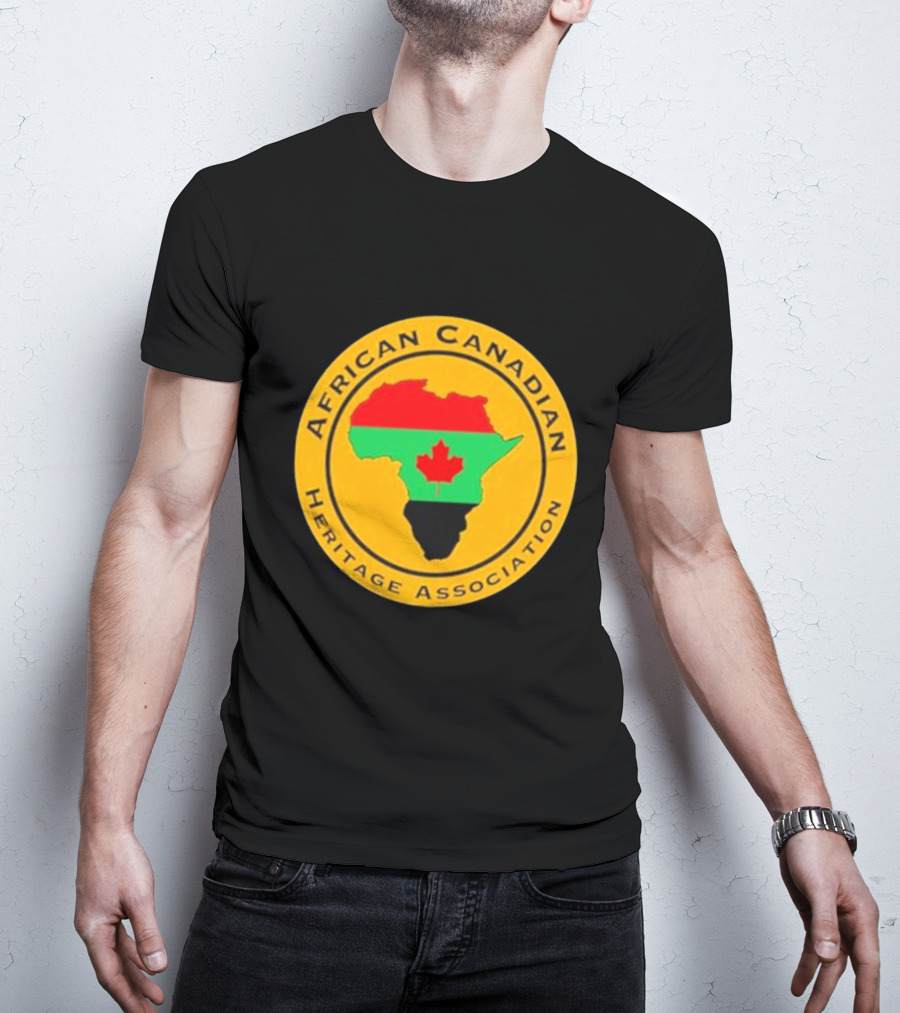 Papa Burgundy African Canadian Heritage Association African Map With Canadian Flag T-Shirt