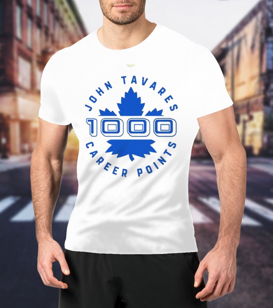 John Tavares 1000 Career Points Maple Leaf Achievement T-Shirt