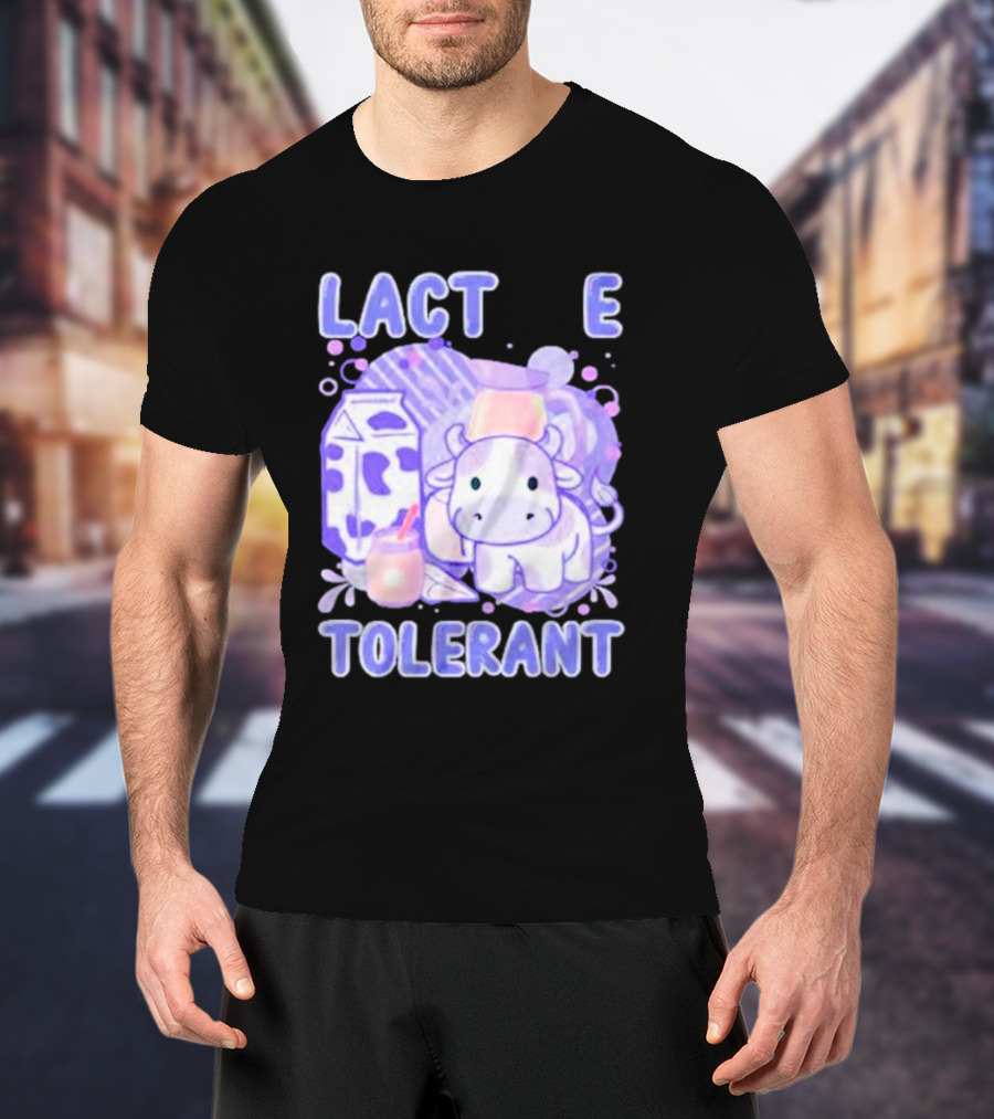 Lactose Intolerant Funny Milk Cow Cartoon T-Shirt