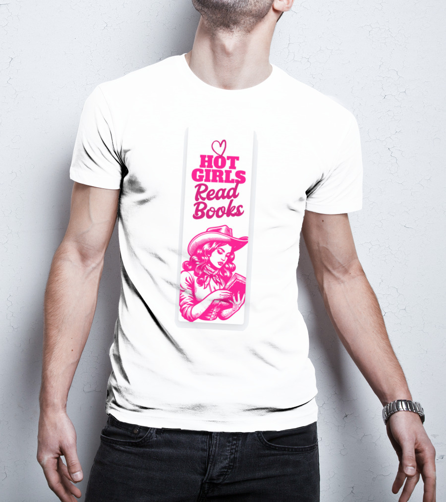 Hot Girls Read Books Cool Vintage Bookmark T-Shirt