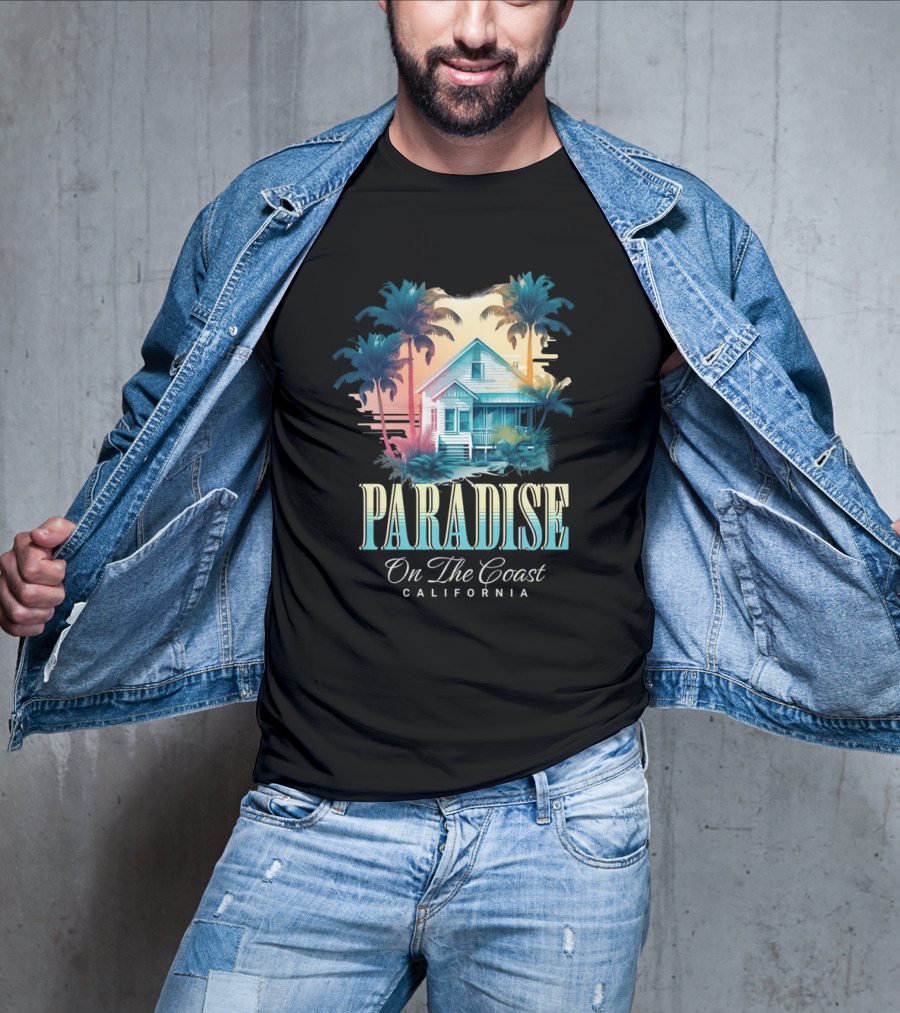 Paradise California Palm Trees Oceanfront Escape T-Shirt