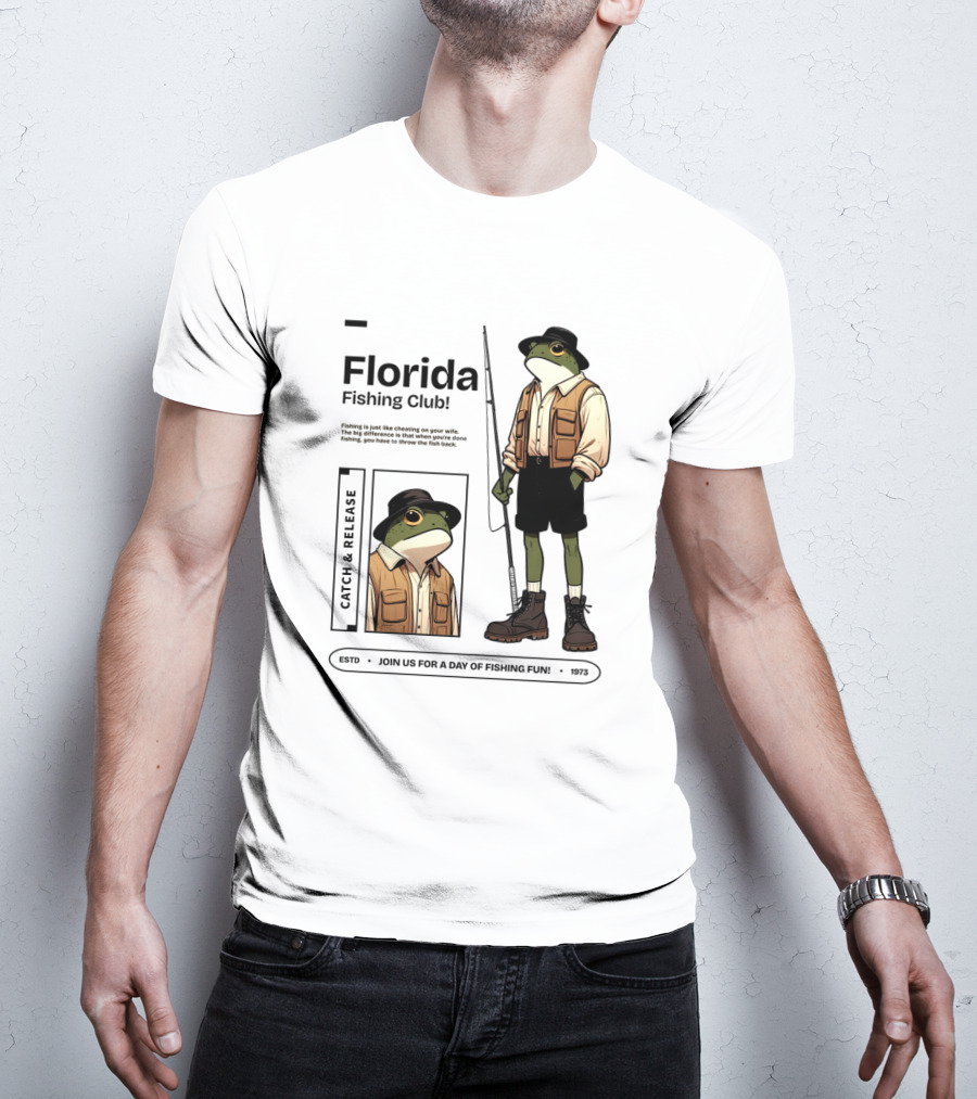 Florida Fishing Club Catch And Release Frog Adventure 1975 T-Shirt