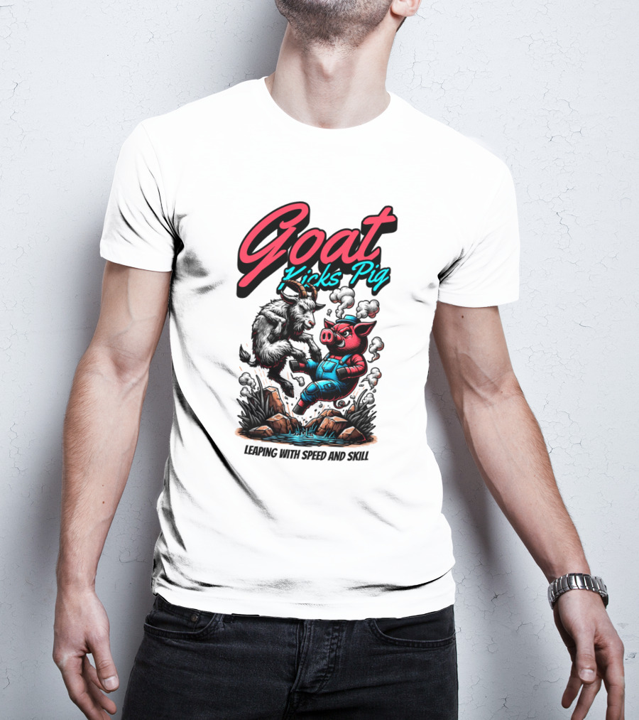 Goat Kicks Pig Leaping With Speed And Skill T-Shirt