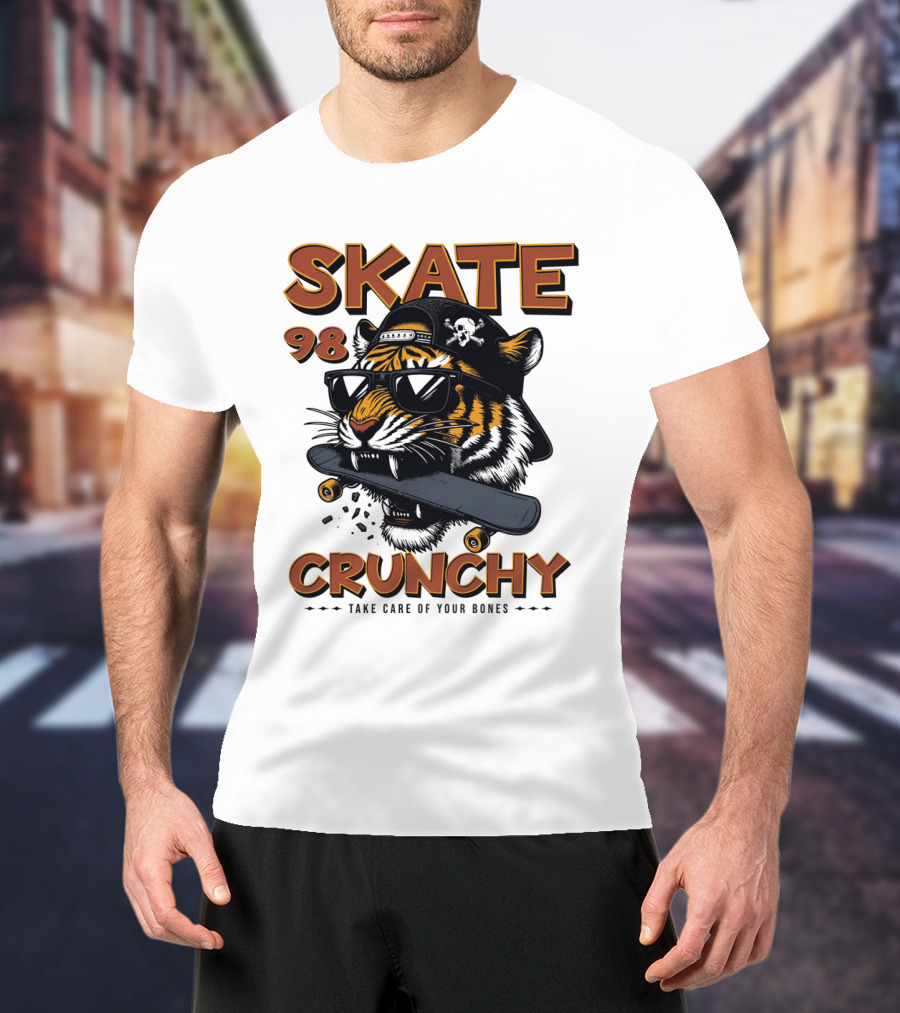 SKATE 98 CRUNCHY Tiger Take Care Of Your Bones T-Shirt