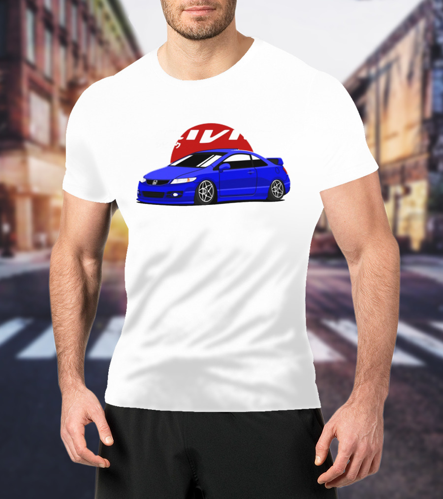 Civic SI JDM Cars Honda Blue Sports Car Japanese T-Shirt