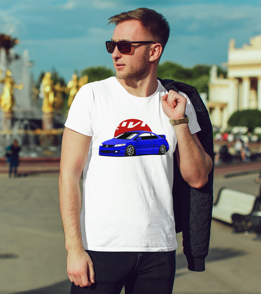 Civic SI JDM Cars Honda Blue Sports Car Japanese T-Shirt