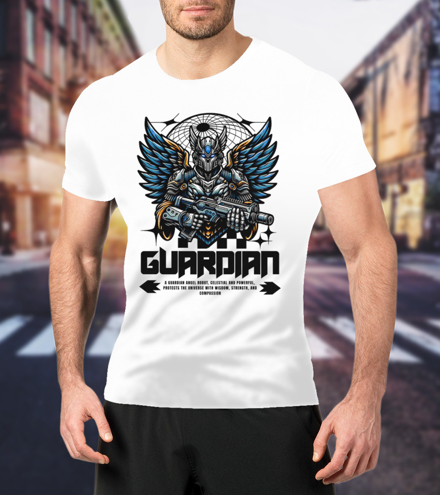 Guardian Angel Robot Celestial And Powerful Protects The Universe With Wisdom Strength And Compassion T-Shirt