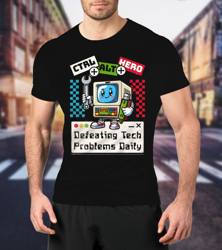 CTRL ALT HERO Retro Computer Defeating Tech Problems Daily T-Shirt