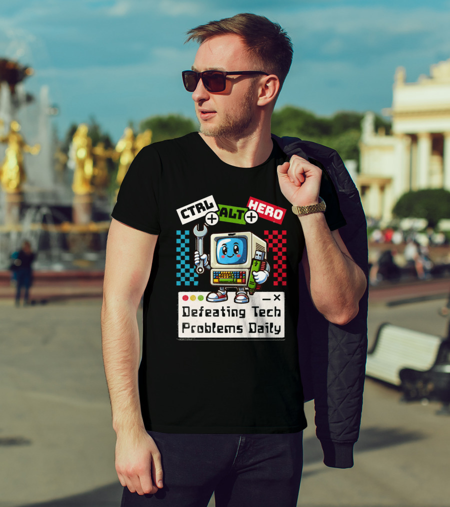 CTRL ALT HERO Retro Computer Defeating Tech Problems Daily T-Shirt