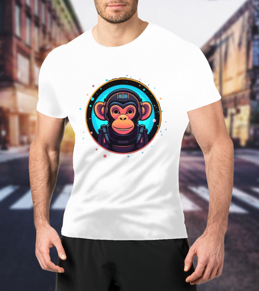 Neon Space Monkey Astronaut Galaxy Explorer T-Shirt