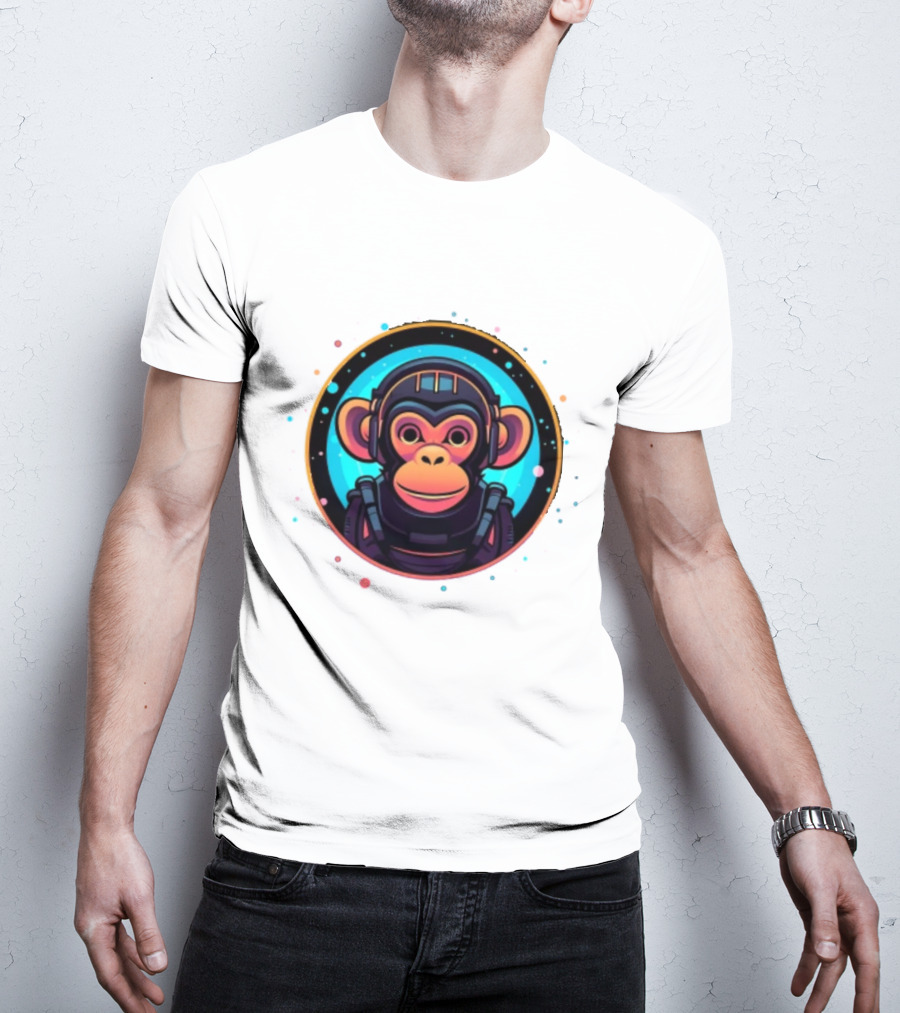 Neon Space Monkey Astronaut Galaxy Explorer T-Shirt