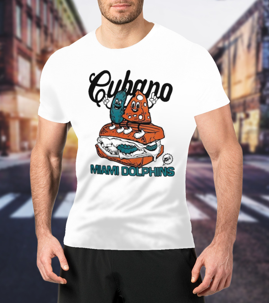 Cubano Miami Dolphins Sandwich Cartoon Characters T-Shirt