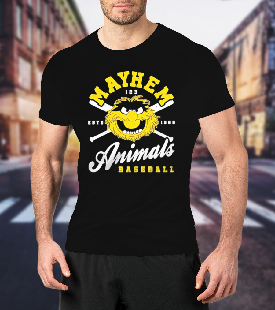 Mayhem 123 ESTD 1969 Animals Baseball T-Shirt