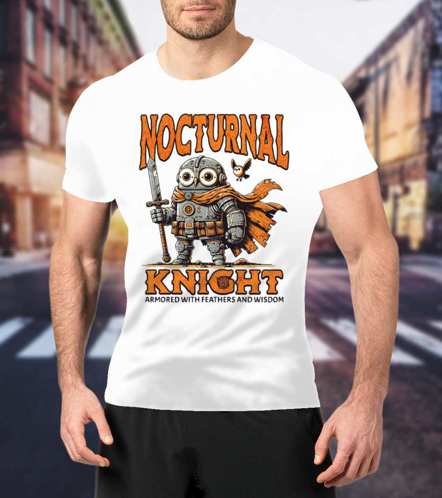 Nocturnal Knight Armored With Feathers And Wisdom Owl T-Shirt