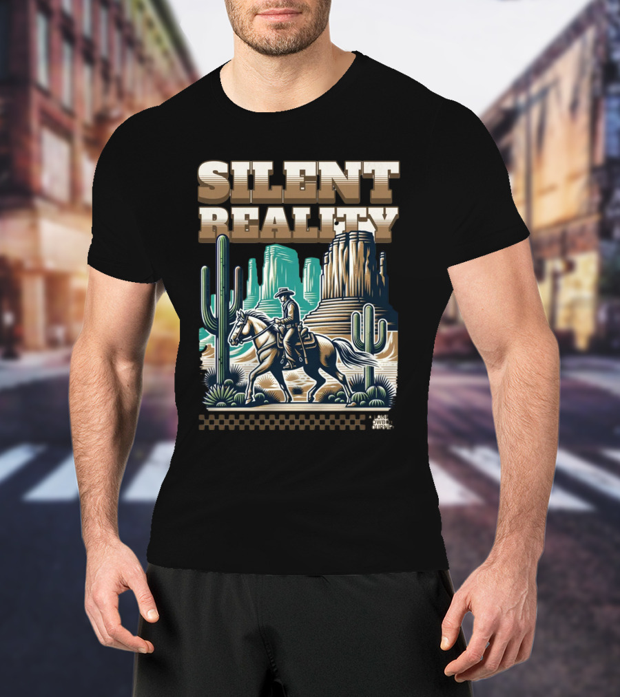 Silent Reality Cowboy Landscape With Cactus And Buttes T-Shirt