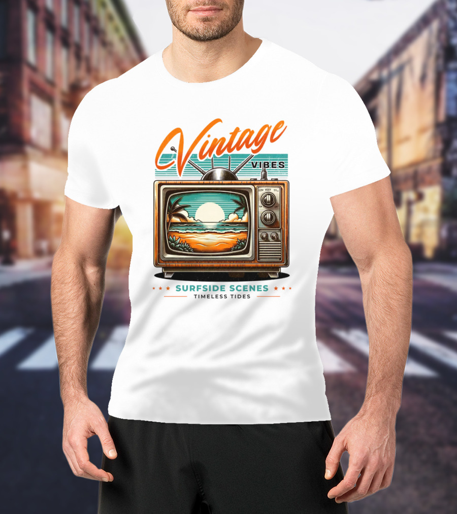 Vintage Vibes Surfside Scenes Timeless Tides T-Shirt