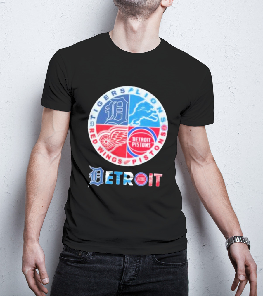 Detroit Tigers Lions Red Wings Pistons Circle T-Shirt
