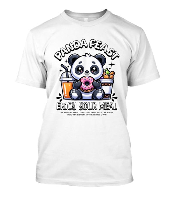 Panda Feast Enjoy Your Meal Cute Donut Drink Food Charm T-Shirt